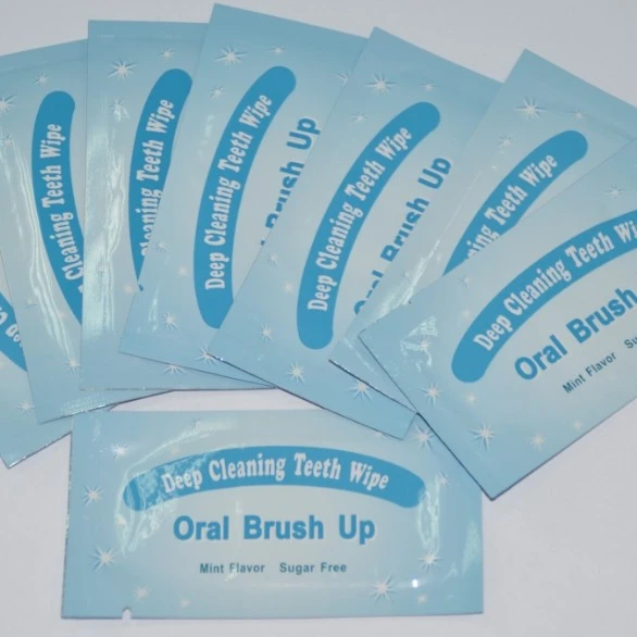 Oral Brush Up Wipes Dental Care And Teeth Whitening Mint Flavor