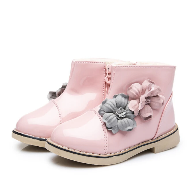 Новинка, модные детские сапоги из искусственной кожи с цветами, детские сапоги принцессы для девочек