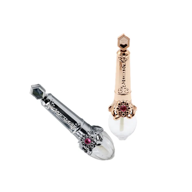 Wholesales silver gold unique polish bottles / 5ml lipgloss tube packaging / DIY lip glaze tube with crown cap for cosmetics