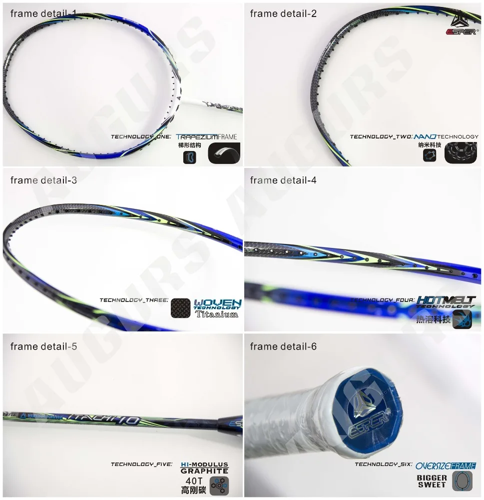 10 синих (OEM/ODM производственная база ракеток для бадминтона из углеродного волокна.