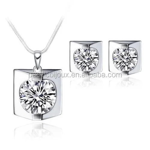 
customizable jewelry CZ italy jewellery fancy platinum filled rhodium jewelry set 