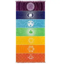 Yutong Rainbow Mandala Bohemia Beach Bath Towel Cotton Chakra Yoga Mat Home Decor Shawl Blanket For Wall Hanging India Tapestry