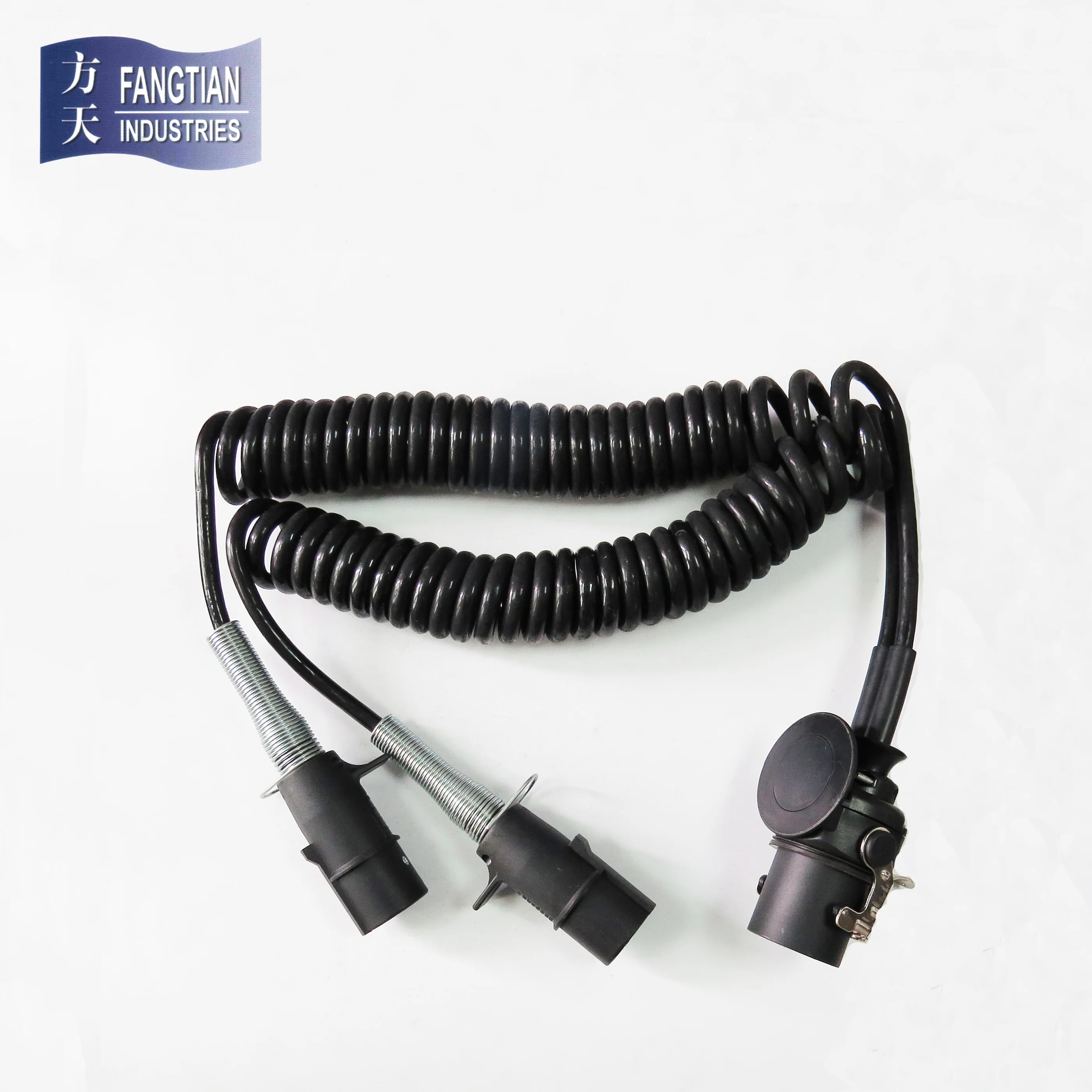 Adaptor trailer cable  trailer spiral cable with nylon trailer plug 24v 7 pin 15pin with spring
