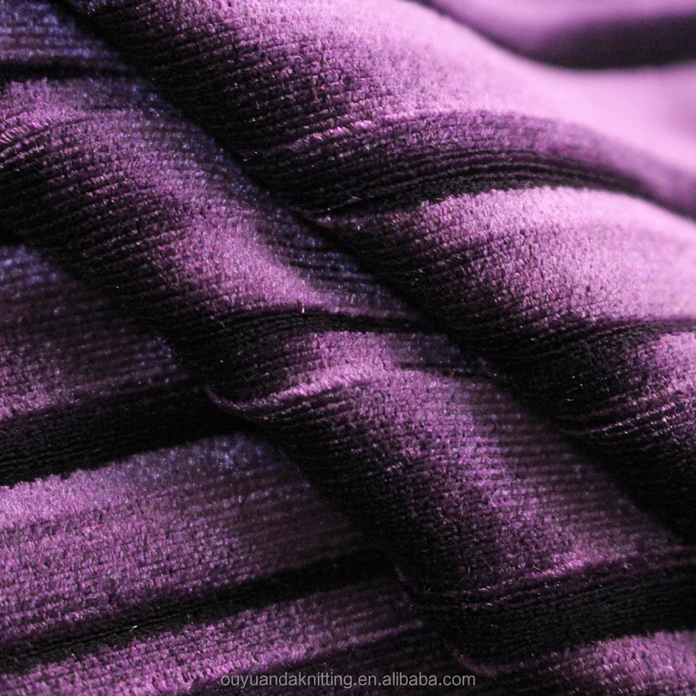 Warp Knit Spandex / Polyester Purple Dress / Skirt Fabric Crinkle Pleated Korea Velvet Fabric