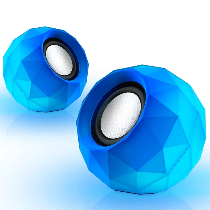 LED USB Speakers- Wired Laptop Speakers 2.0 Channel Small Computer Desktop Speakers for PC, Echo Dot, Updated Version