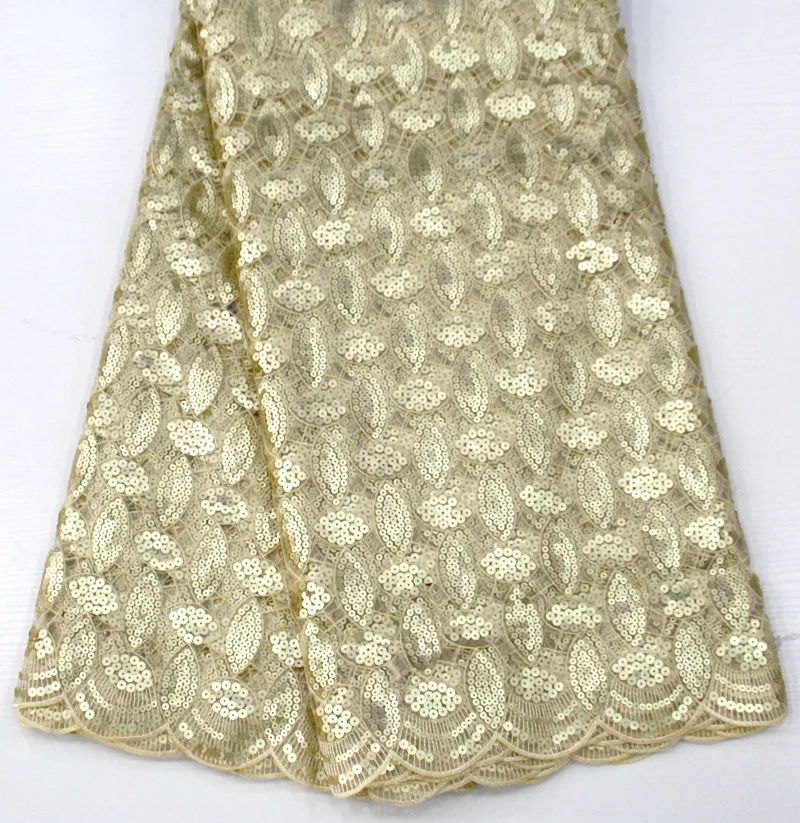 Wholesale Organza Sequin Lace Fabric with Stones 100% Polyester African Embroidery Lace For Wedding Dress