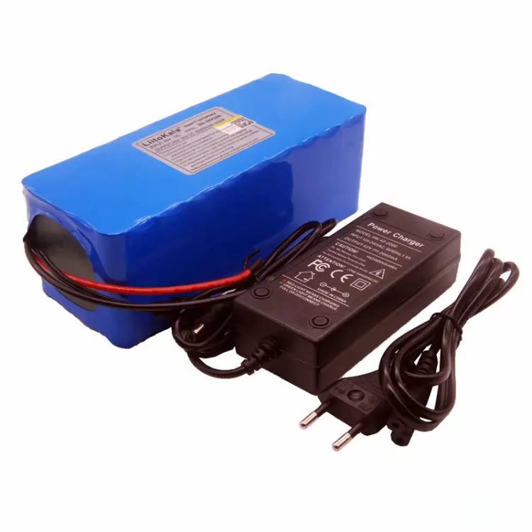 Lithium Battery 18650V Bicycle Electric Battery with PVC DO Case for LiitoKala 36V10AH 500Electric Bicycle Charger 42V2A
