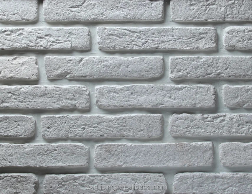 White antique clay brick panel for interior with different sizes