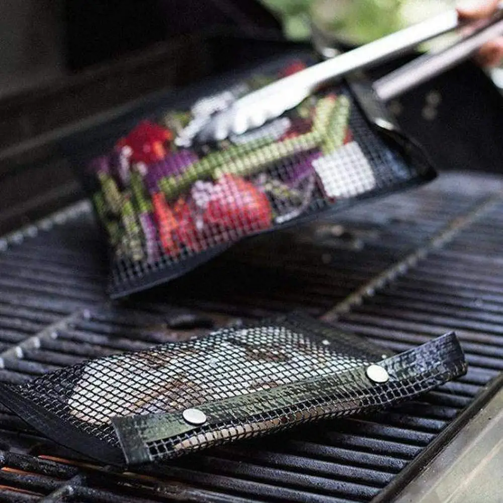 
New!PTFE coated Heat Resistant Non-stick BBQ Mesh Grill Bag 