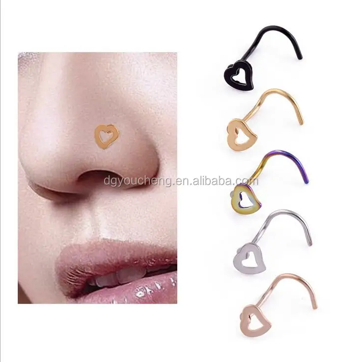 Surgical Steel Nose Screw Heart Nose Piercing