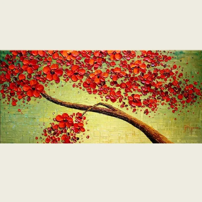 The Best Quality large wall painting Pulm Blossom canvas art knife picture