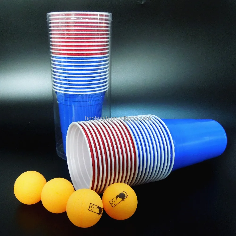 16OZ PVC Box Package Beer Pong Drinking Game with Beer Cup and Balls Set Disposable