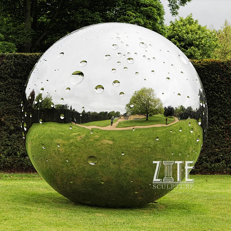 Modern Garden large famous mirror polished stainless steel sphere hollow ball sculpture