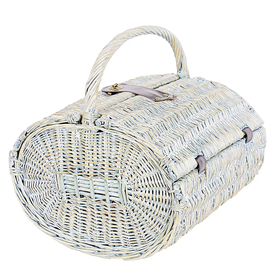 Last Few Hours Discount Handmade Full Willow basket  with Thermal Cooler Bag  Wicker Picnic Box  Basket