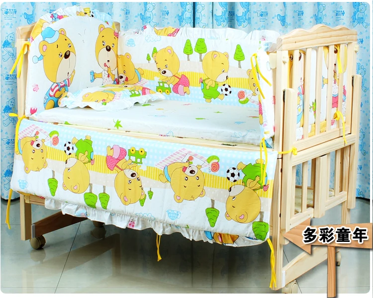 Promotion 7pcs baby bedding package cotton baby bumper baby bed set bumper duvet matress pillow