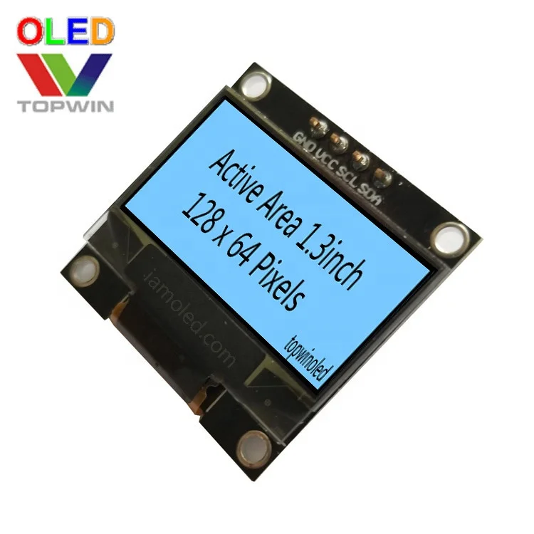 1.3' 1.3inch 1.3 inch 128x64 pixels blue colour oled display module 4pin IIC interface TW28640130A sh1106 with pcb board