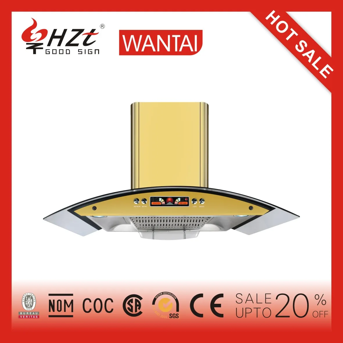 Motor Kitchen Cooker Hood Hot Sale Best Quality Good Price Touch Control Copper Stainless Steel & Tempered Glass Household Y-H11