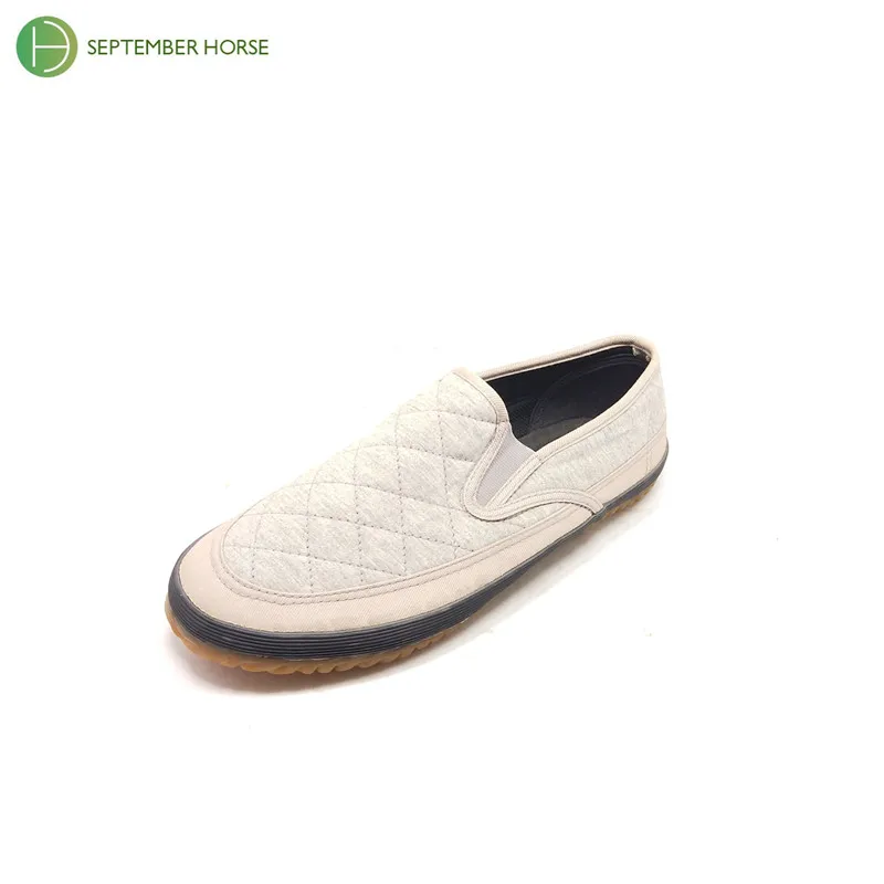 Grey cotton fabric mesh lining men flat shoes
