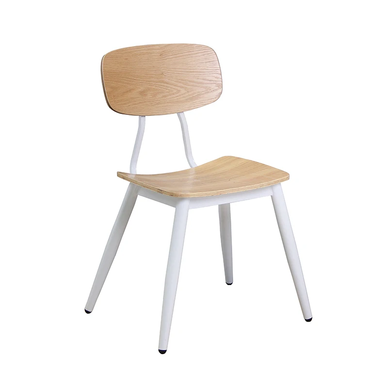 Vintage Black Walnut Wood Dining Coffee Shop Chair Fashion Metal Frame Stackable Chair For Restaurant