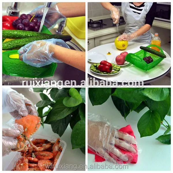 Sample free wholesale 100pcs food grade disposable pe gloves for kitchen use