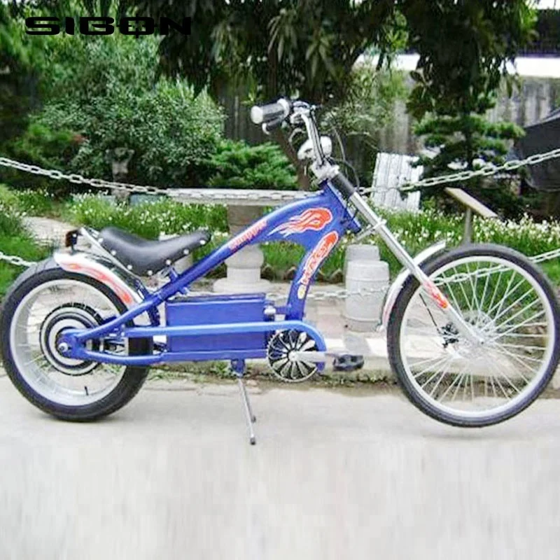 SIBON 250W CE brushless motor lead acid battery blue adult chopper electric bicycle fromchhinese factory