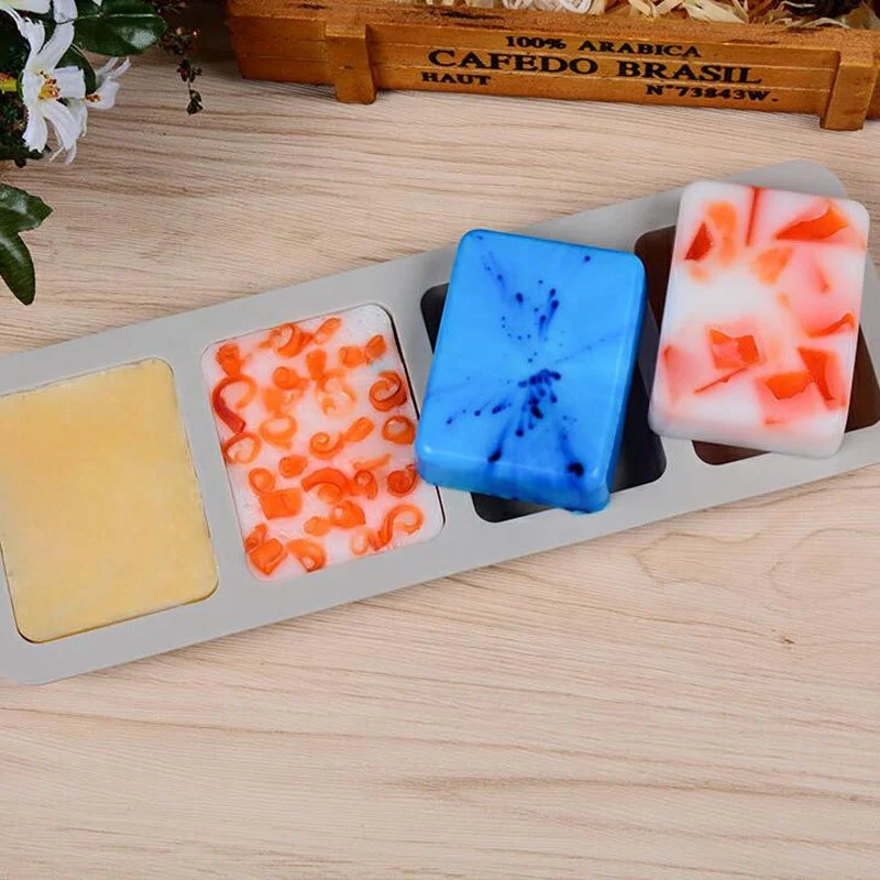 High quality 4 Cavity square silicone soap mold