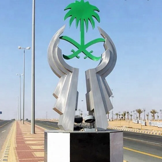 Saudi Arabia modern metal art  outdoor statue landscape display roundabout decor large stainless steel garden sculpture for sale
