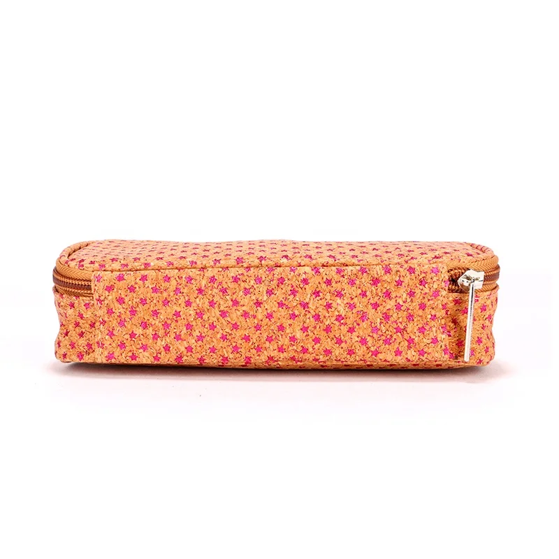 Custm Full Printed cork pen pencil bag 100% Eco-friendly Shiny cork makeup storage bag recyclable cork stationery case