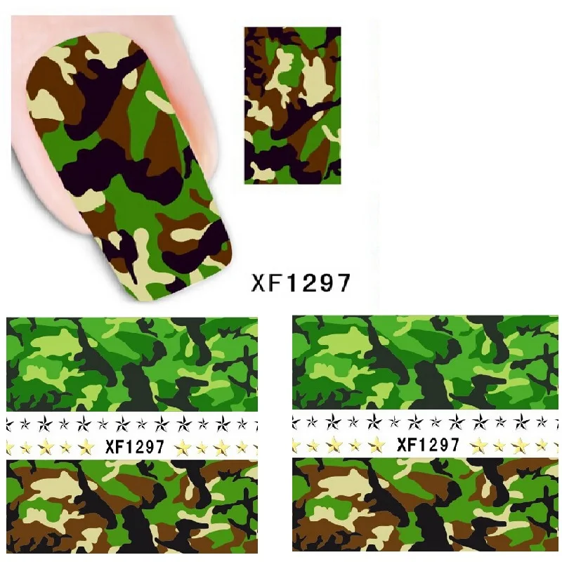 xf1297 Camouflage styles nail stickers nail art water transfer nails decals gel polish free shipping