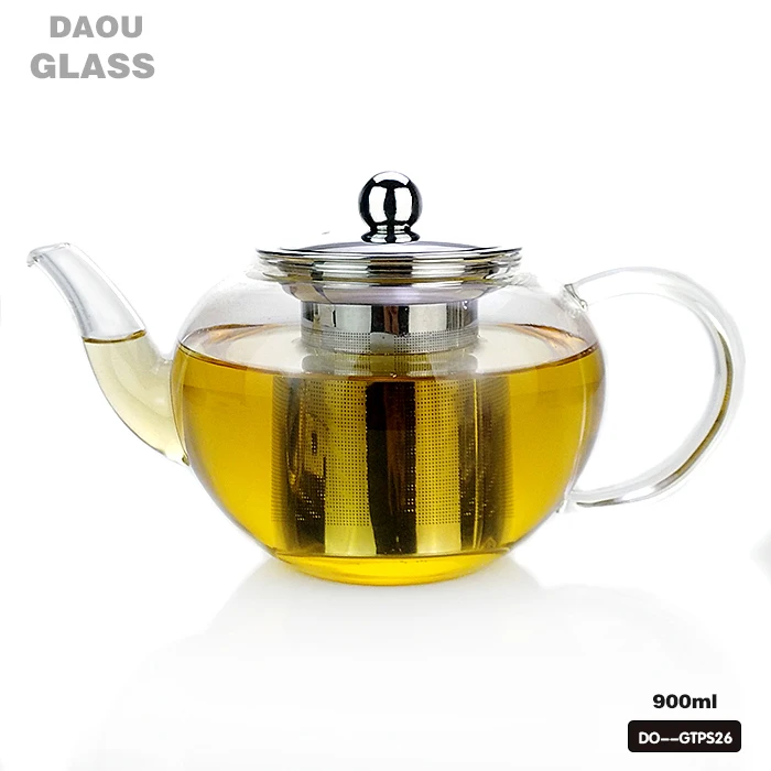 600ml Borosilicate Glass Teapot with stainless steel strainer for loose leaf tea flower tea