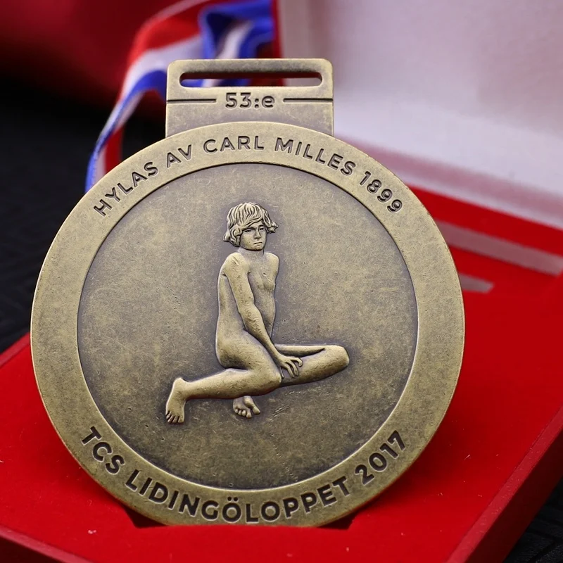 Cheap Custom Antique Bronze Sports Marathon Finisher Running Medals with Event Date