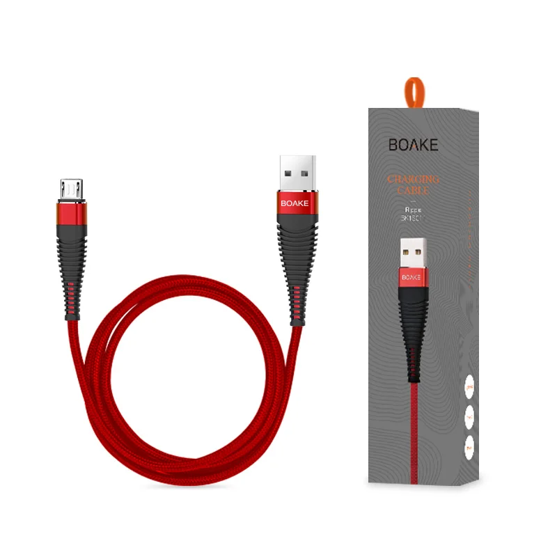High feedback 2.1a micro usb charging cable nylon braided android micro usb data cable