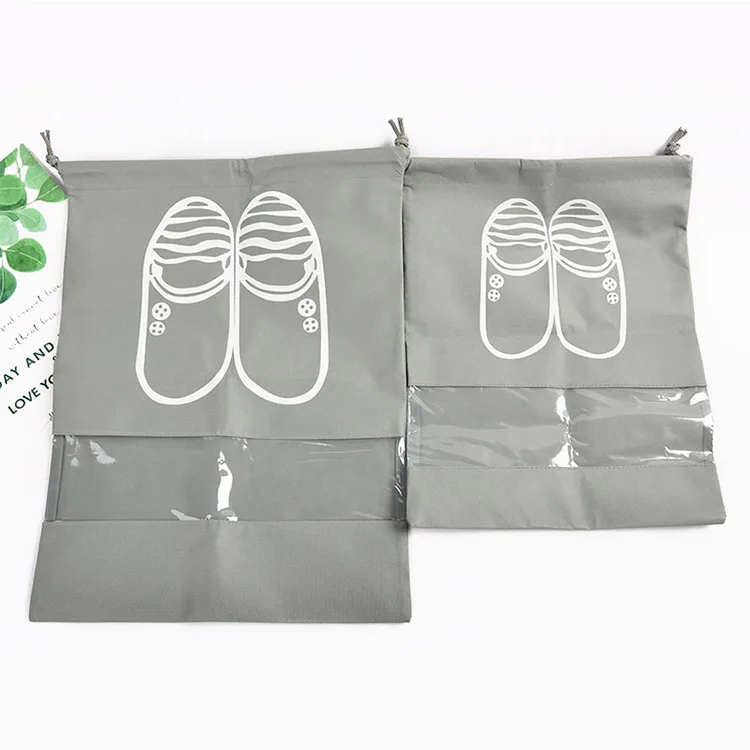 Wholesale cheap non-woven portable tote drawstring waterproof shoe dust bag