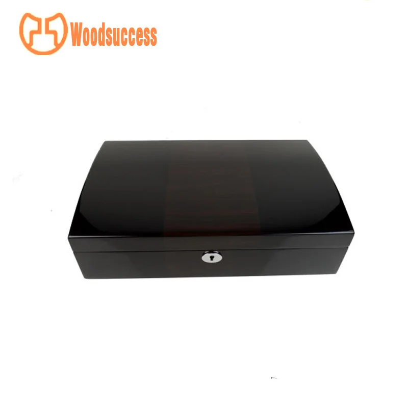 Wooden watch box metal logo veneer inlay solid