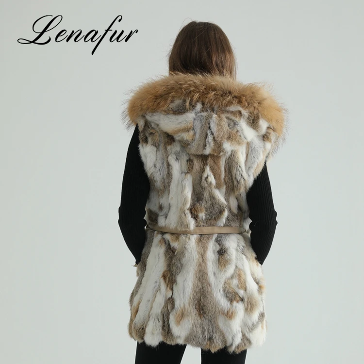 High Quality With Fox Collar Real Rabbit Sexy Women Fur Vest