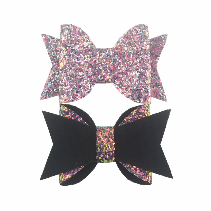 
9*5.5cm glitter sequin colorful bow with clip hot sale girl and cute child hair fashion accessories 