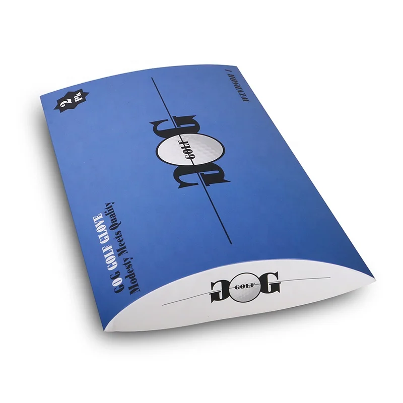 Special custom die cut pillow box shape golf glove blue packaging box