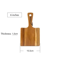 New designed  wood lacquer tray  square pizza cutting board acacia wooden serving board with handle