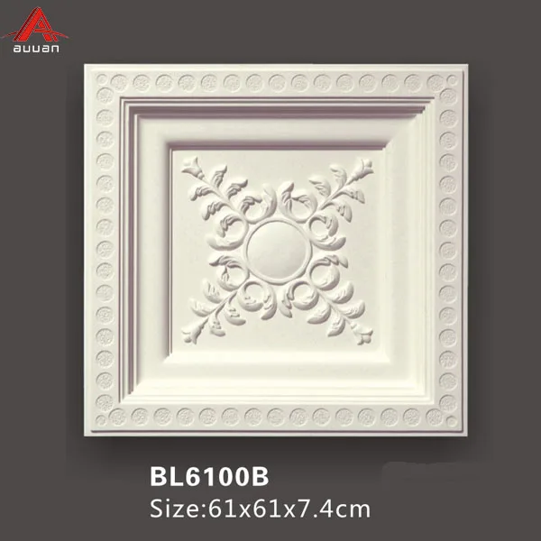 BL6100A#  PU Polyurethane foam  Decoration Aluminum Ceiling Carved Decorative Wall Ceiling Medallion tiles