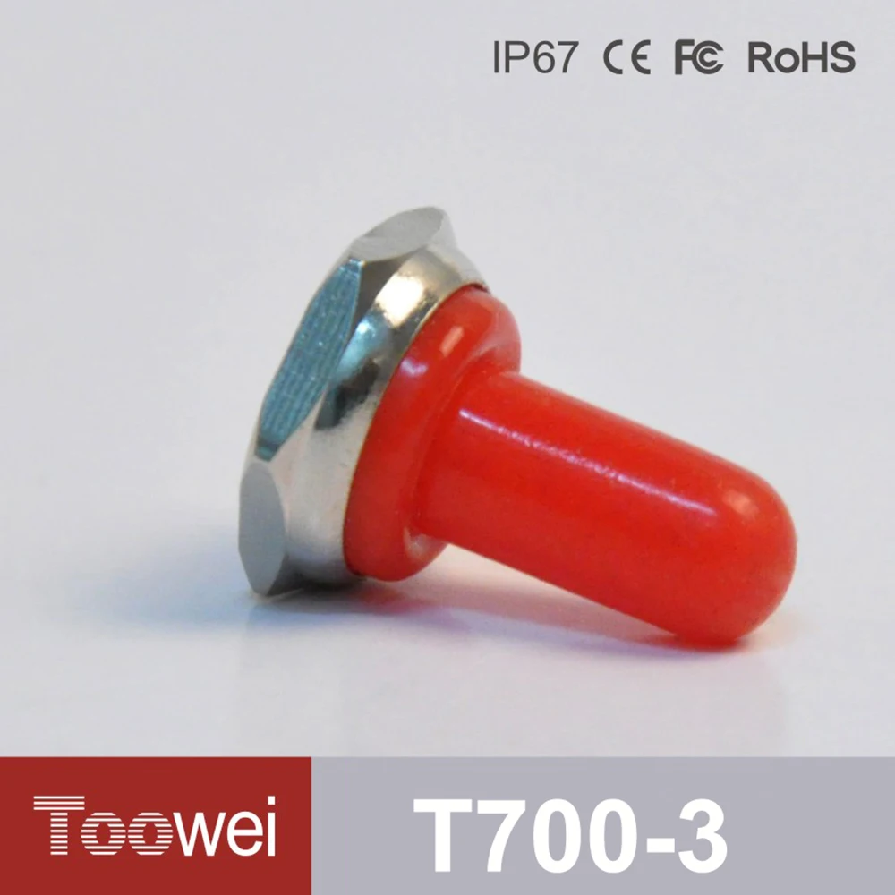 Toowei Red/Blue/Green/Black color caps Hexagonal metal base electric toggle switch waterproof cap T700-3