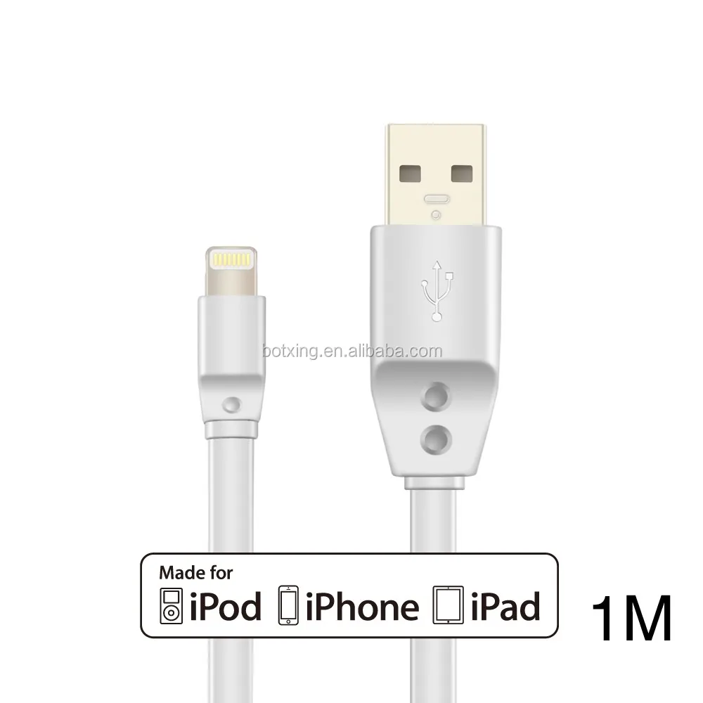 Tangle free 3ft flat MFI USB cable for iphone 8