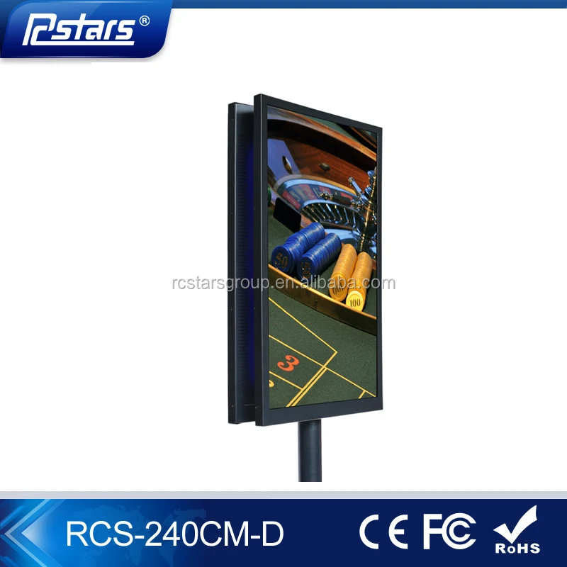 double sided lcd monitor for casino oem/odm 24 inch lcd monitor with table mounted stand & led stripes