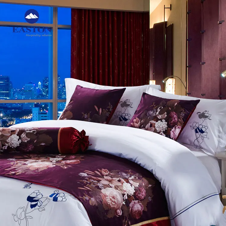 5 start wholesale custom hotel decorative bedding sheet bed runner