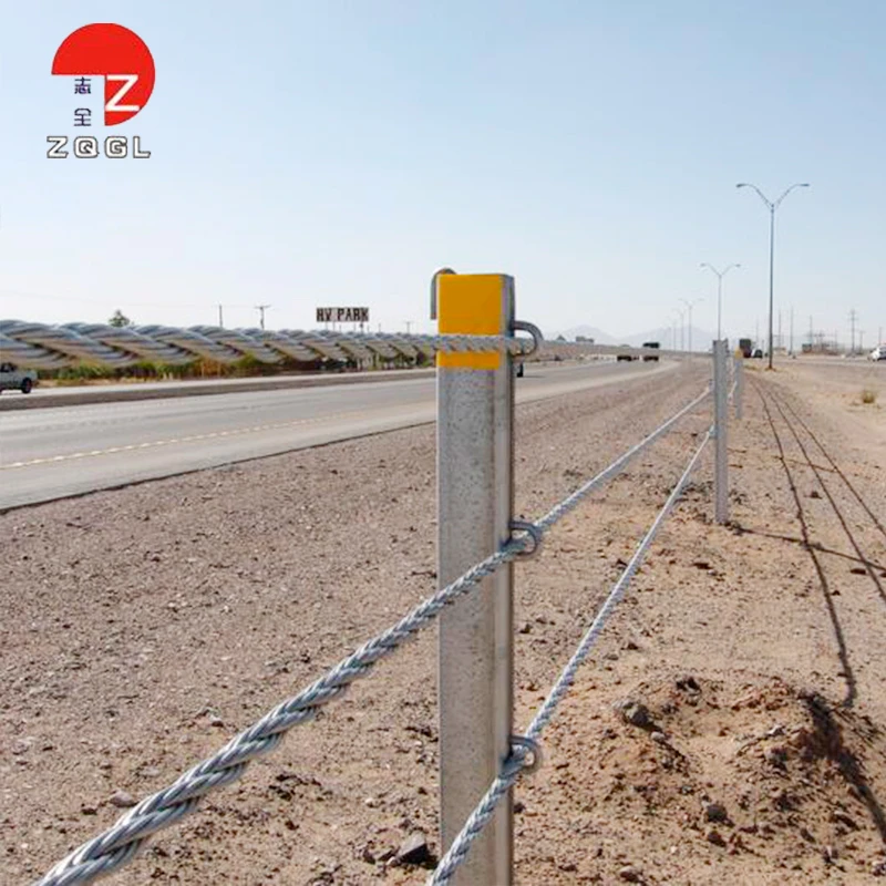 Roadside Barrier Fence Galvanized Steel Barriers Wire Rope Fence