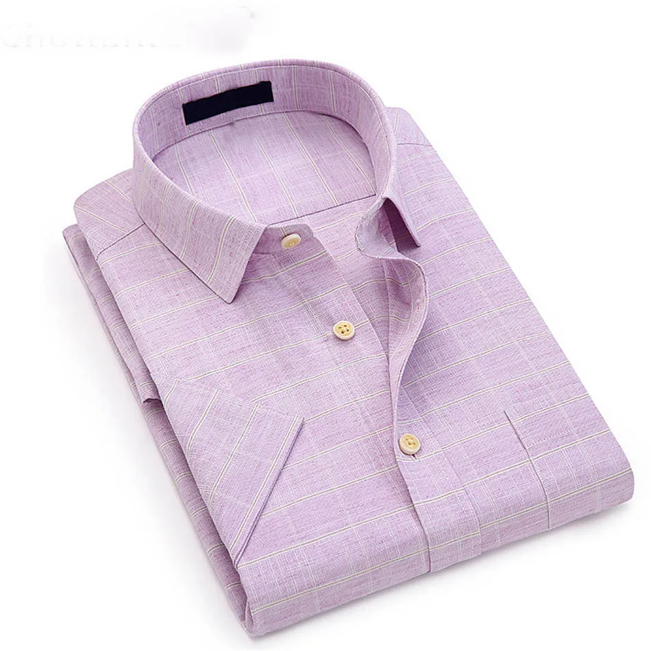 Factory supplier MTM  bespoke logo printing high end mens sky blue summer short sleeve  linen shirt