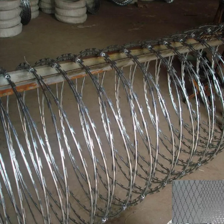 
sj hot dipped galvanized barbed wire/razor barbed wire burglar mesh 