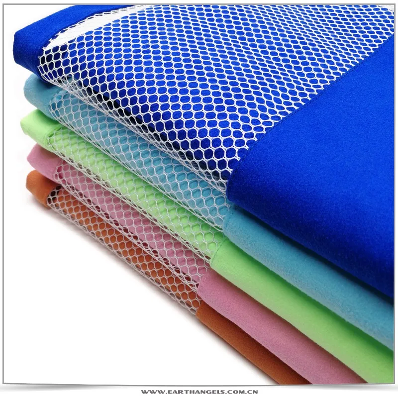 Абсорбирующее и быстросохнущее замшевое дорожное пляжное полотенце из микрофибры с сетчатой сумкой