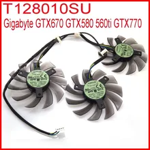 3pcs/lot EVERFLOW T128010SU 75mm 4Pin 40mm VGA Video Card Fan For Gigabyte GTX670 GTX580 560ti GTX770 Cooling Fan