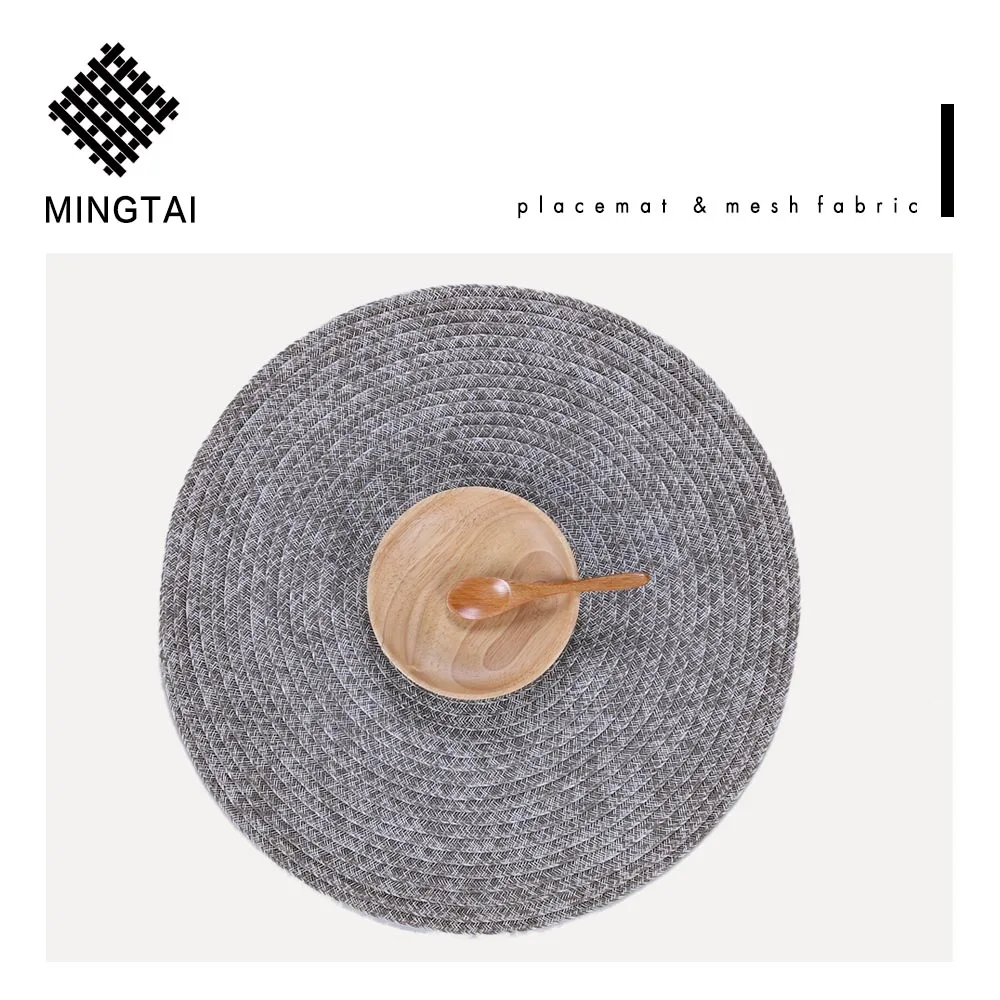 Non slip reach passed customized size cheap indoor hot food chinese heat resistant table mats pvc vinyl round woven placemat