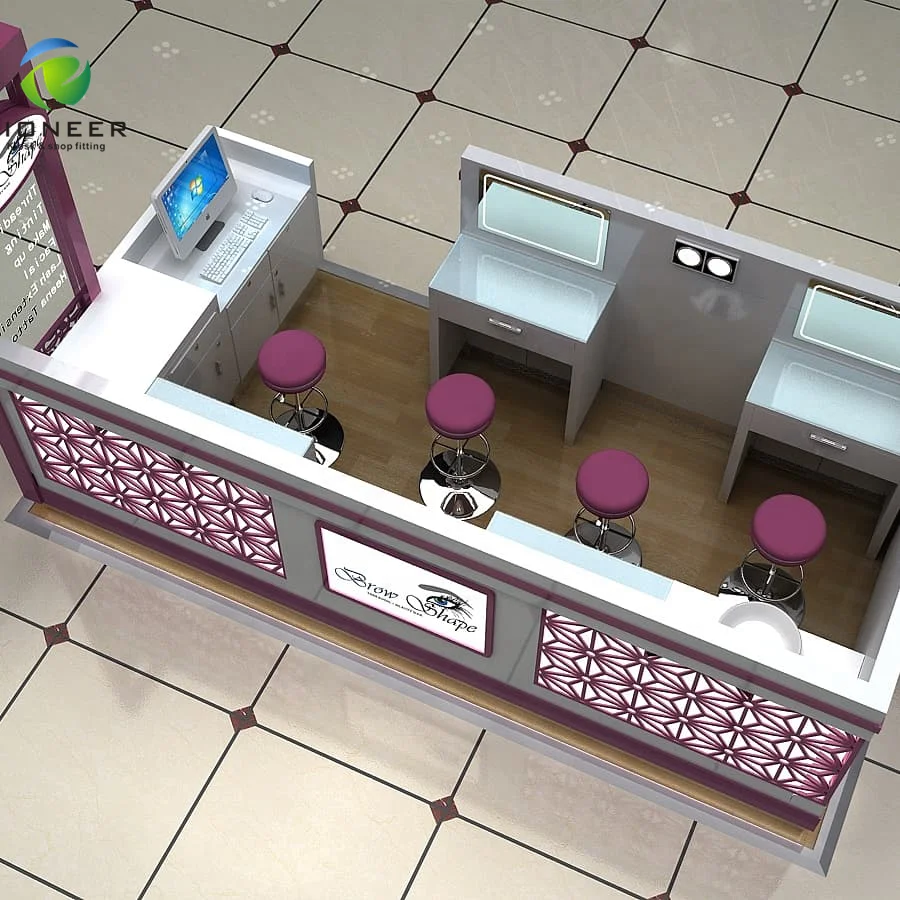 Customize OEM Mall Salon Beauty Nail Eyebrow Bar Kiosk 3D Design Freely